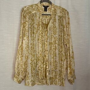 Simply Vera Vera Wang Cream and Gold/Mustard Blouse